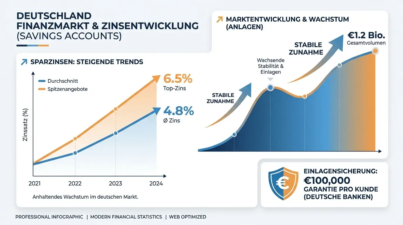 Marktentwicklung und Zinssätze für Sparguthaben in Deutschland - Infografik
